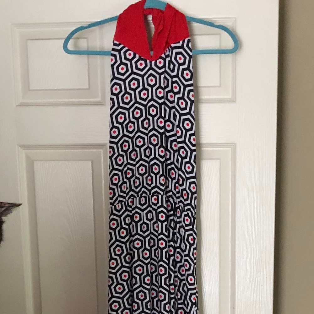 Mud Pie halter dress, size L, geometric pattern